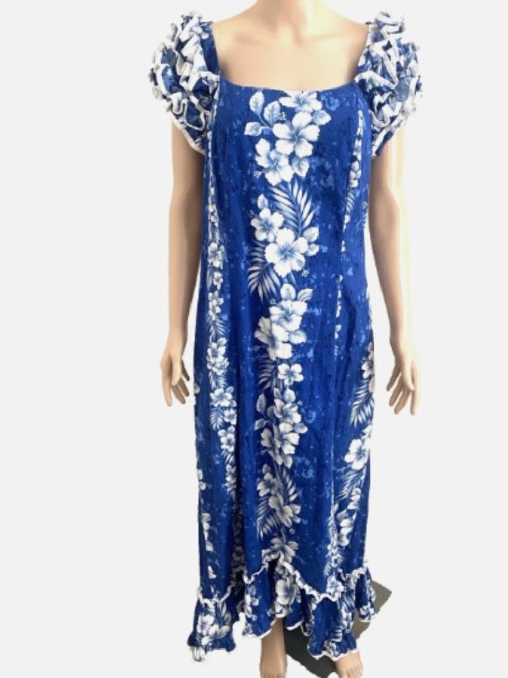 Vintage MILSON Ky's Tropical Hawaiian Floral Maxi 100% Cotton MuuMuu Dress XL